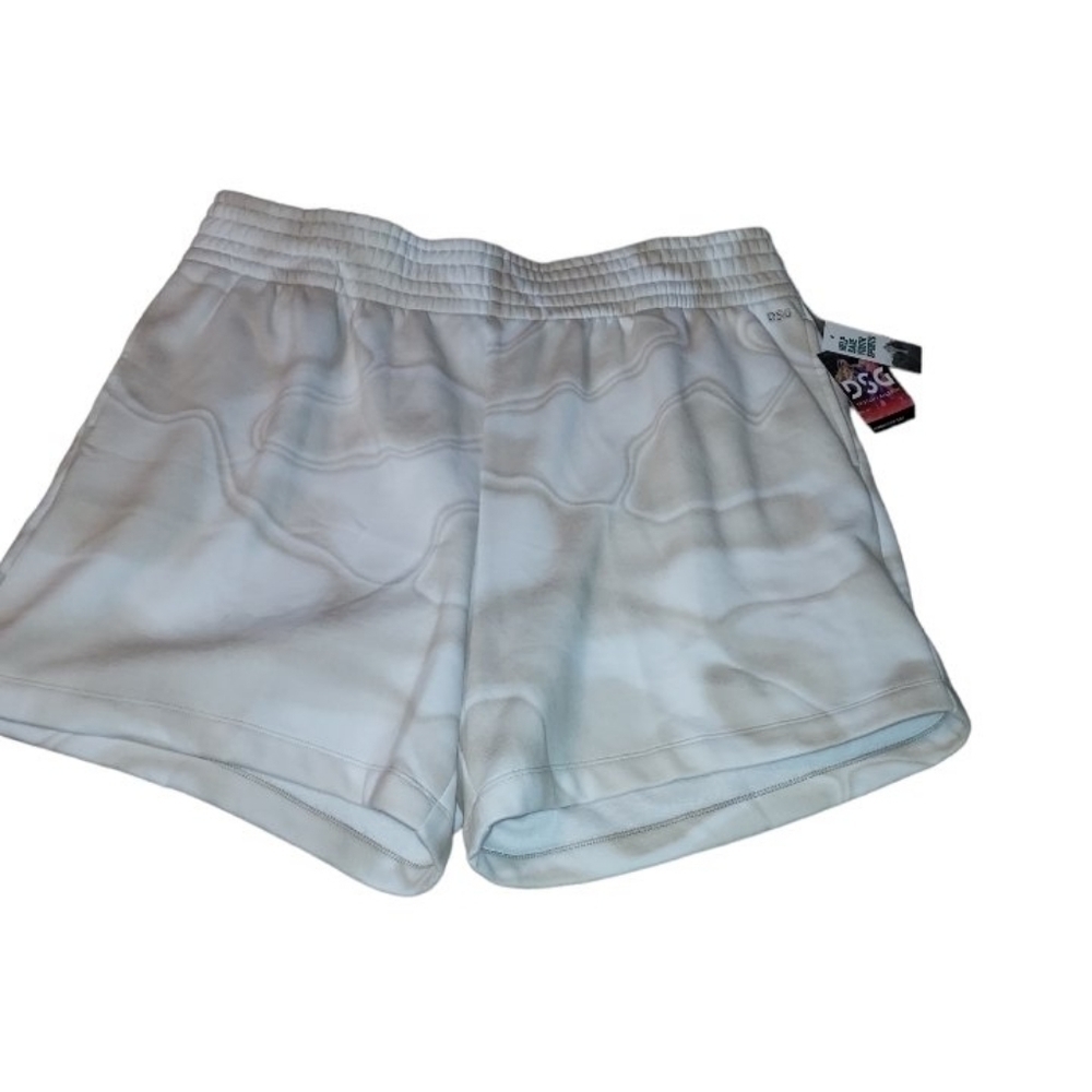 DSG X TWITCH + ALLISON Women's Long Fleece Shorts white and tan color